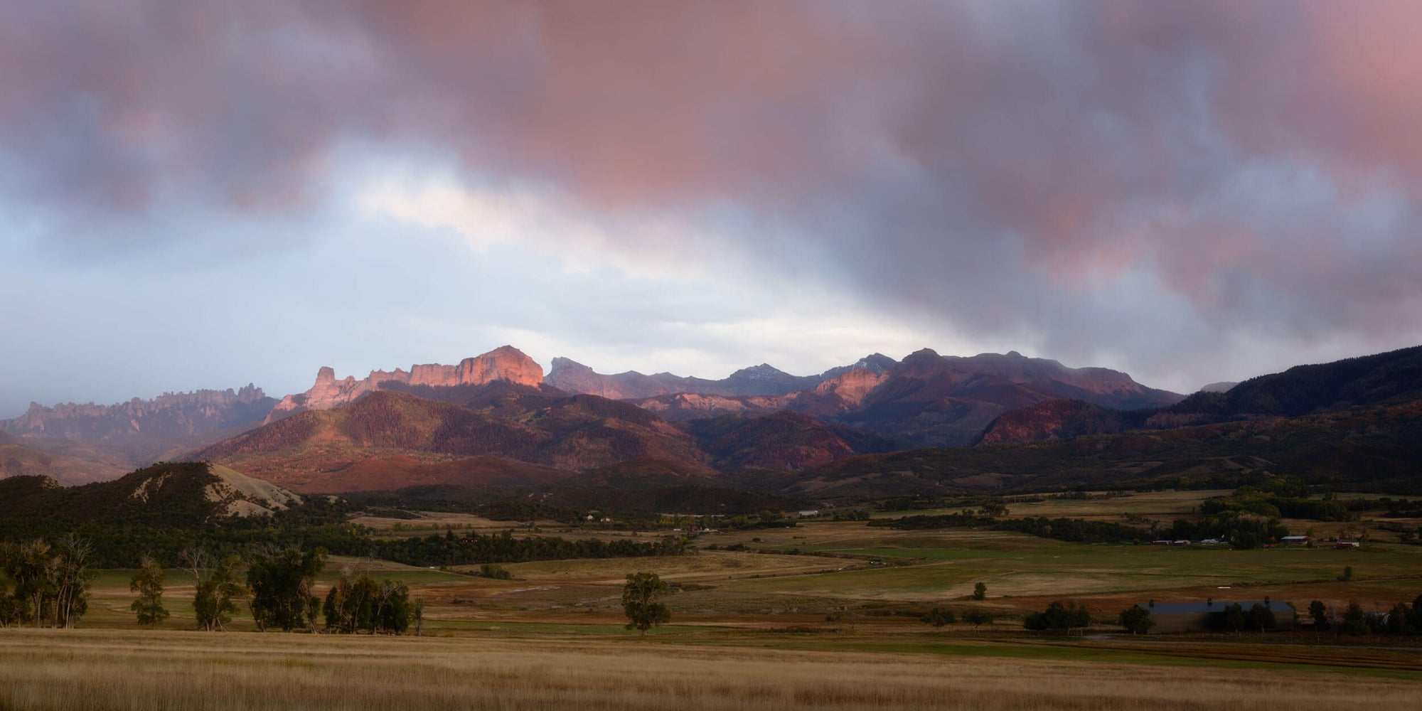An Owl Creek Pass picture at sunset in Ridgway, Colorado.