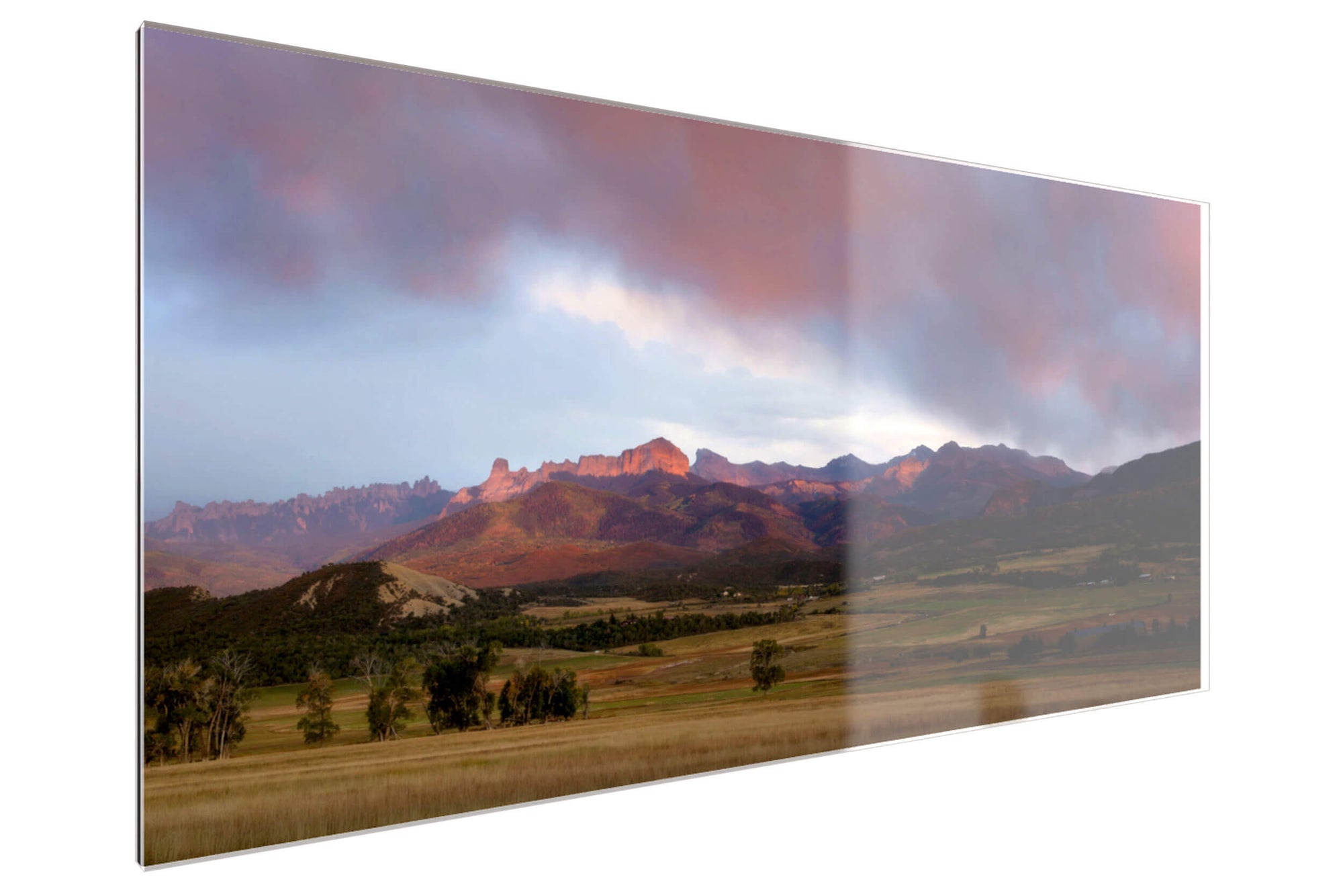 A TruLife acrylic Owl Creek Pass picture at sunset in Ridgway, Colorado.