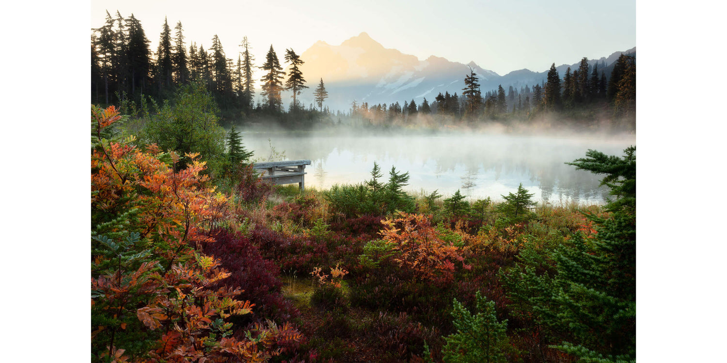 A fine art nature photography print for sale of Picture Lake at Mount Baker near Artist Point.