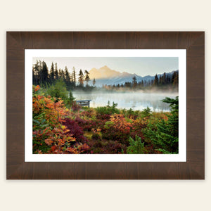 A framed fine art nature photography print for sale of Picture Lake at Mount Baker near Artist Point.