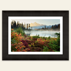 A framed fine art nature photography print for sale of Picture Lake at Mount Baker near Artist Point.