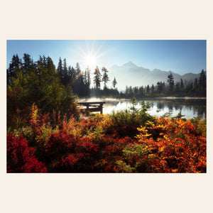 A piece of Washington art shows Picture Lake near Mount Baker.