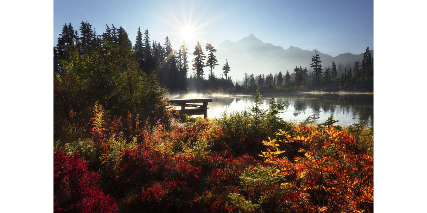 A piece of Washington art shows Picture Lake near Mount Baker.