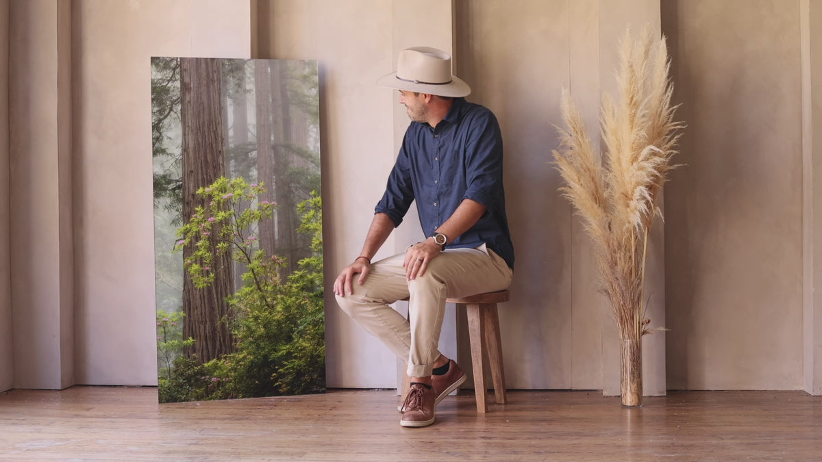 Lars Gesing shows one of his California redwoods fine art photography prints.