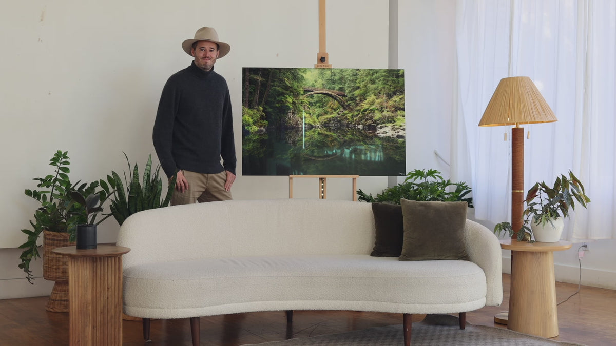 This video shows West Seattle artist Lars Gesing with his Moulton Falls photo.