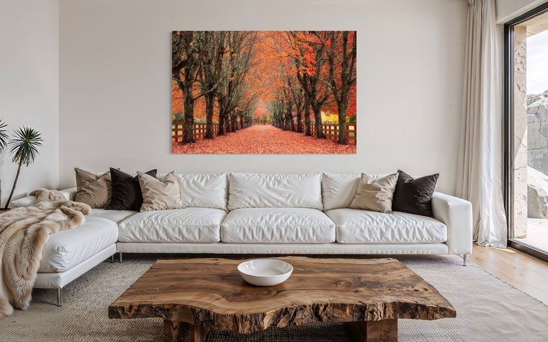 West Seattle artist Lars Gesing's fine art photograph of the fall colors at Rockwood Farm hangs in a living room.