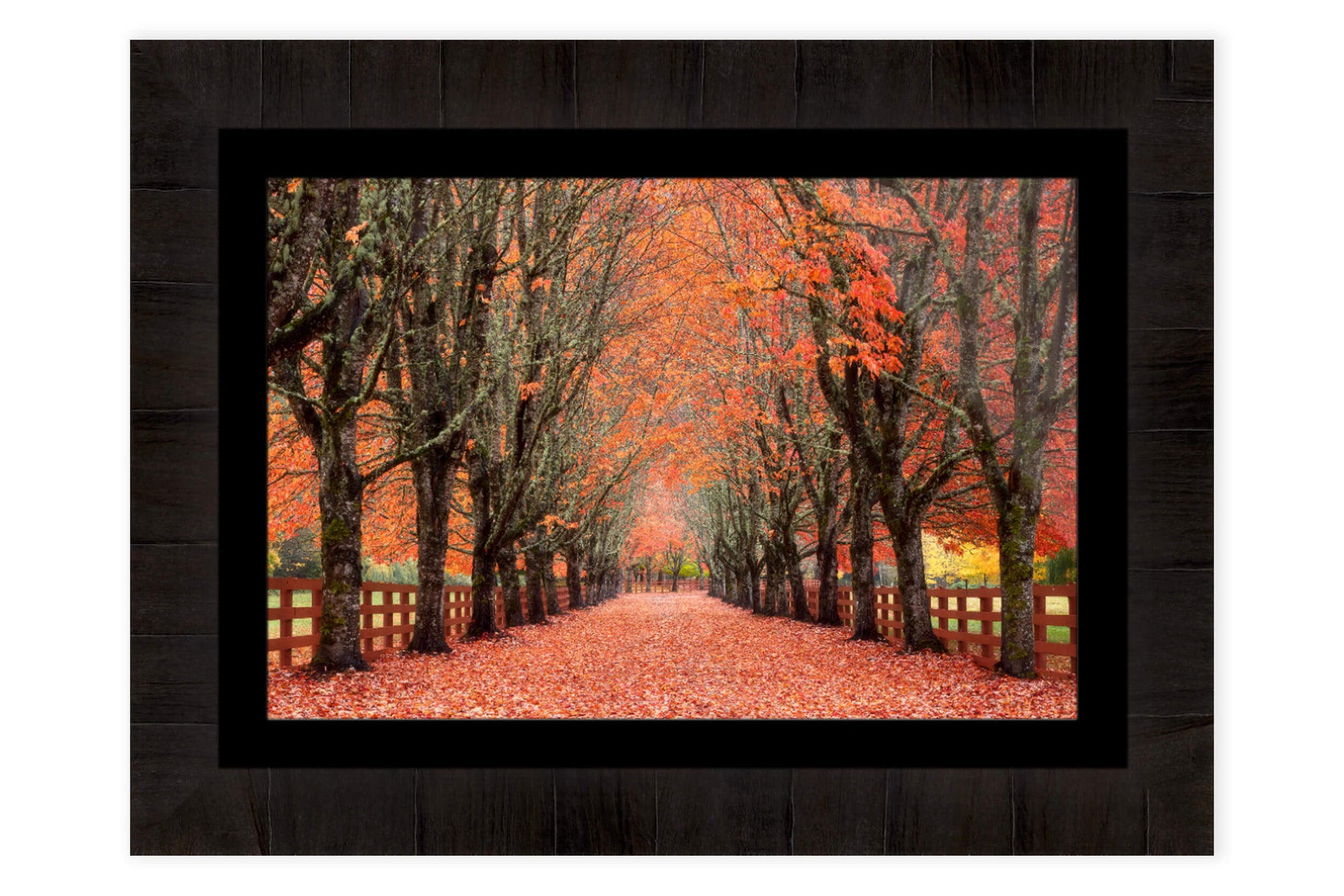 A piece of framed Seattle art shows fall at Rockwood Farm in Snoqualmie.