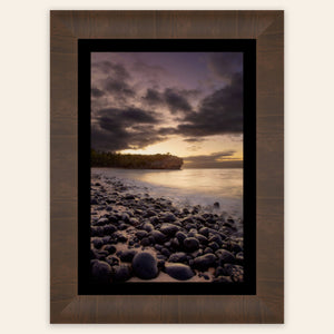 A framed Shipwreck Beach sunrise picture from Poipu, Kauai.