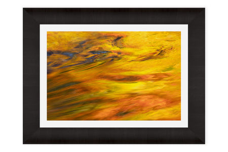 A framed acrylic picture of the fall colors at Silver Falls State Park in Oregon.