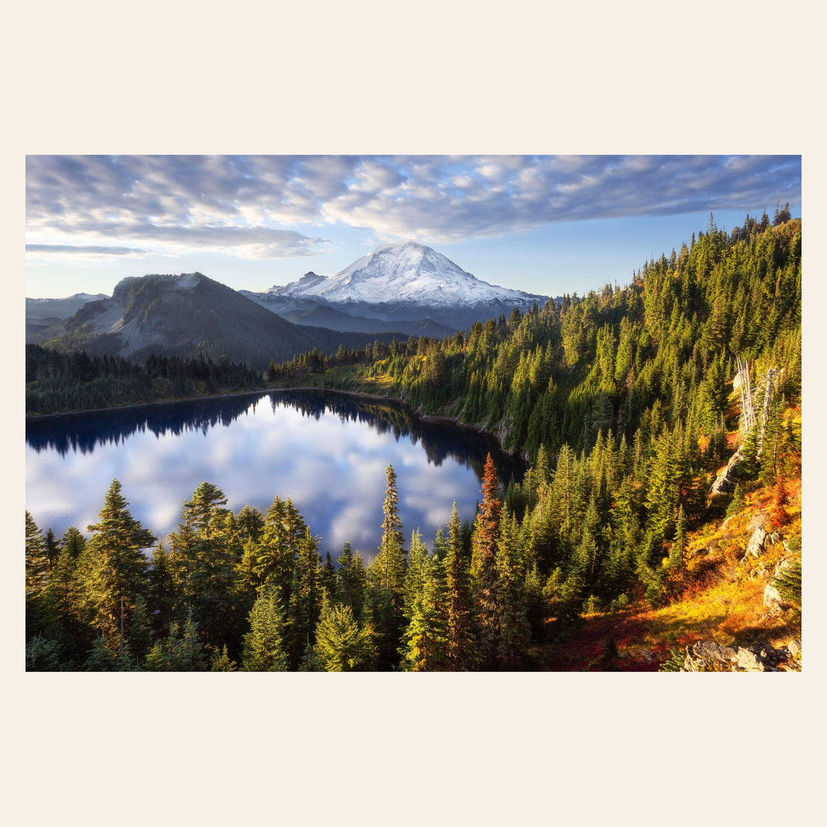 This piece of Mount Rainier wall art shows a Summit Lake photo.