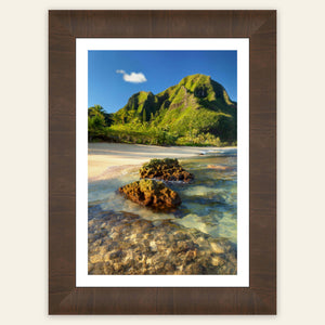A framed Tunnels Beach picture from Kauai.