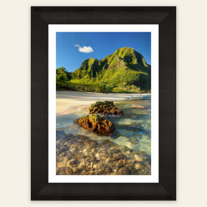 A framed Tunnels Beach picture from Kauai.