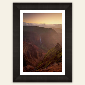 A framed Waimea Canyon sunrise picture from Kauai.