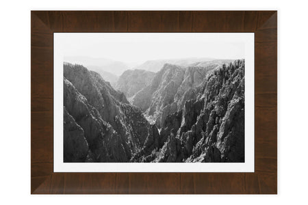 This piece of framed black and white Colorado art shows the Black Canyon of the Gunnison.