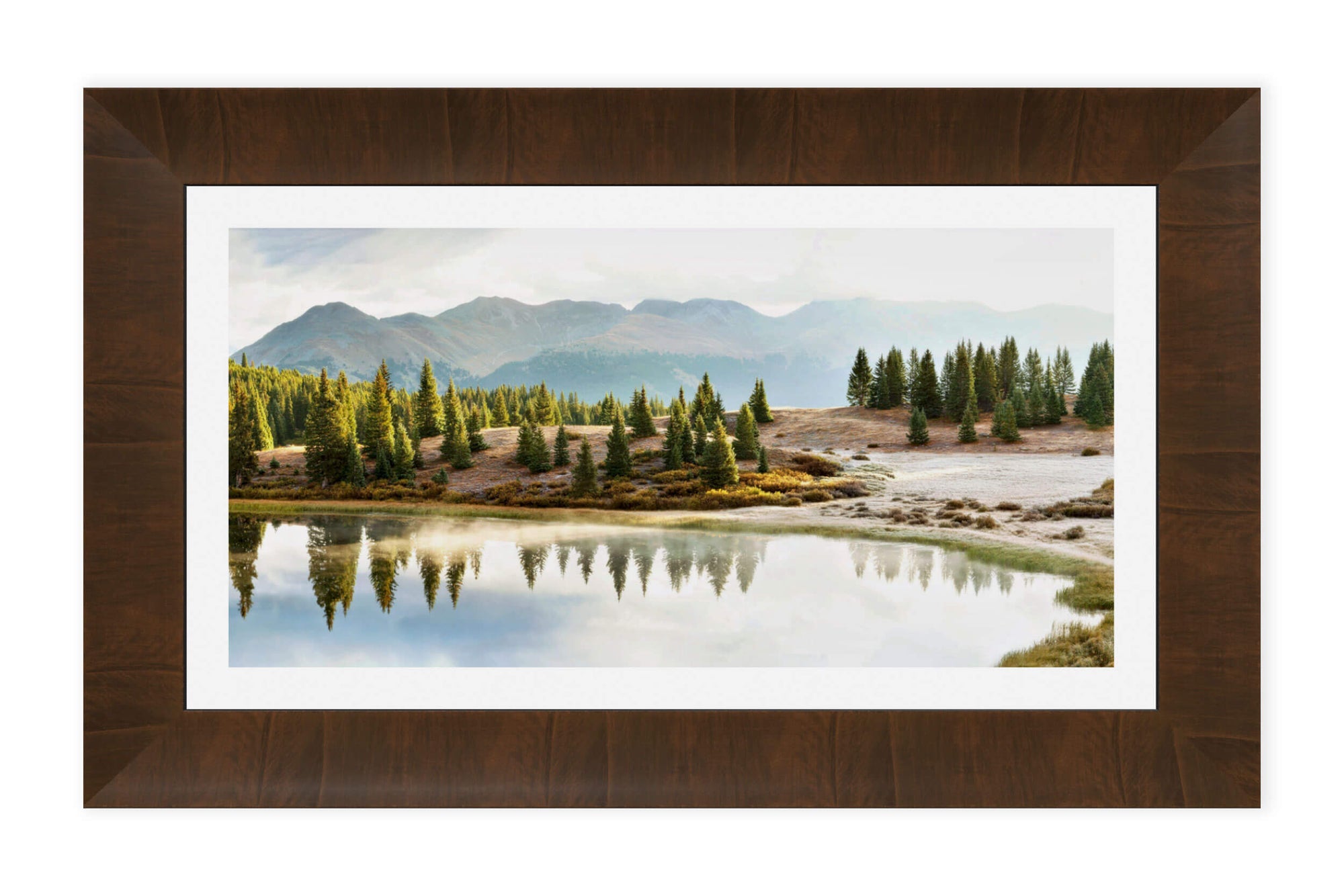 A piece of framed Colorado art shows the little Molas Pass Lake.