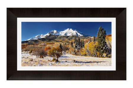 This piece of framed Colorado art shows Mount Sopris in Carbondale in fall.
