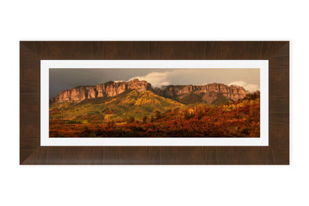 This piece of framed Colorado art shows the fall colors on Owl Creek Pass.