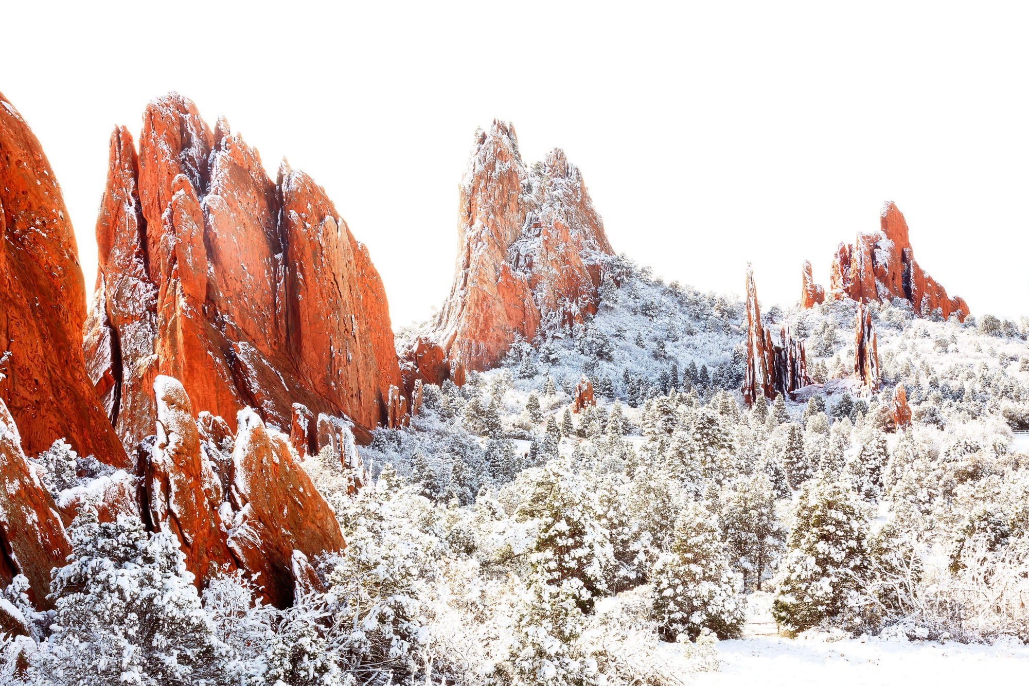 A picture of the Garden of the Gods in winter near Colorado Springs.