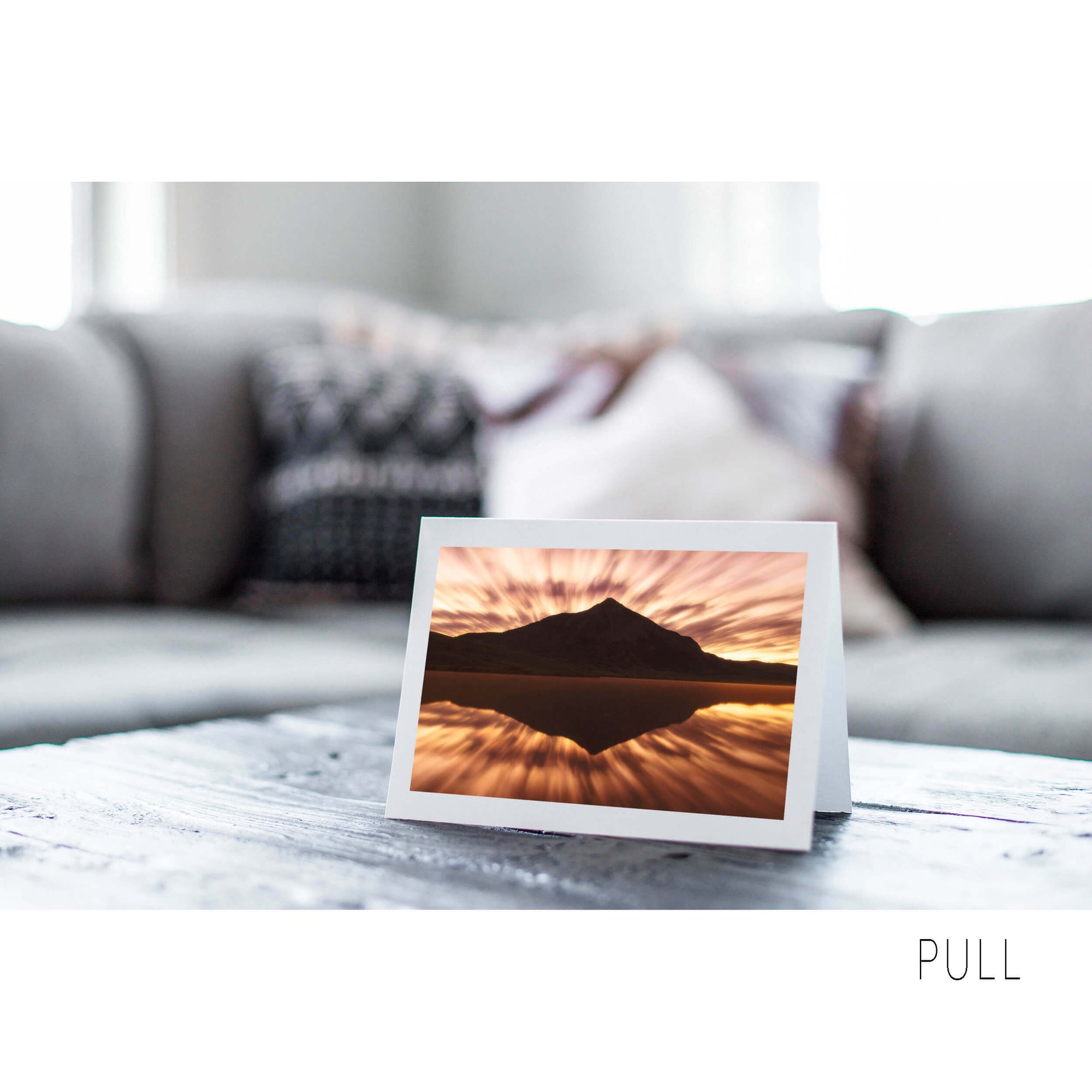 A nature art greeting card shows a Crested Butte picture at sunrise.