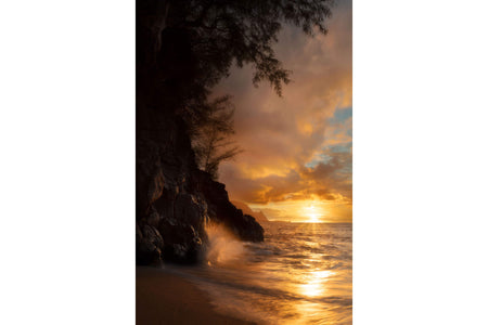 A Kauai sunset picture from Hideaway Beach near Hanalei Bay.