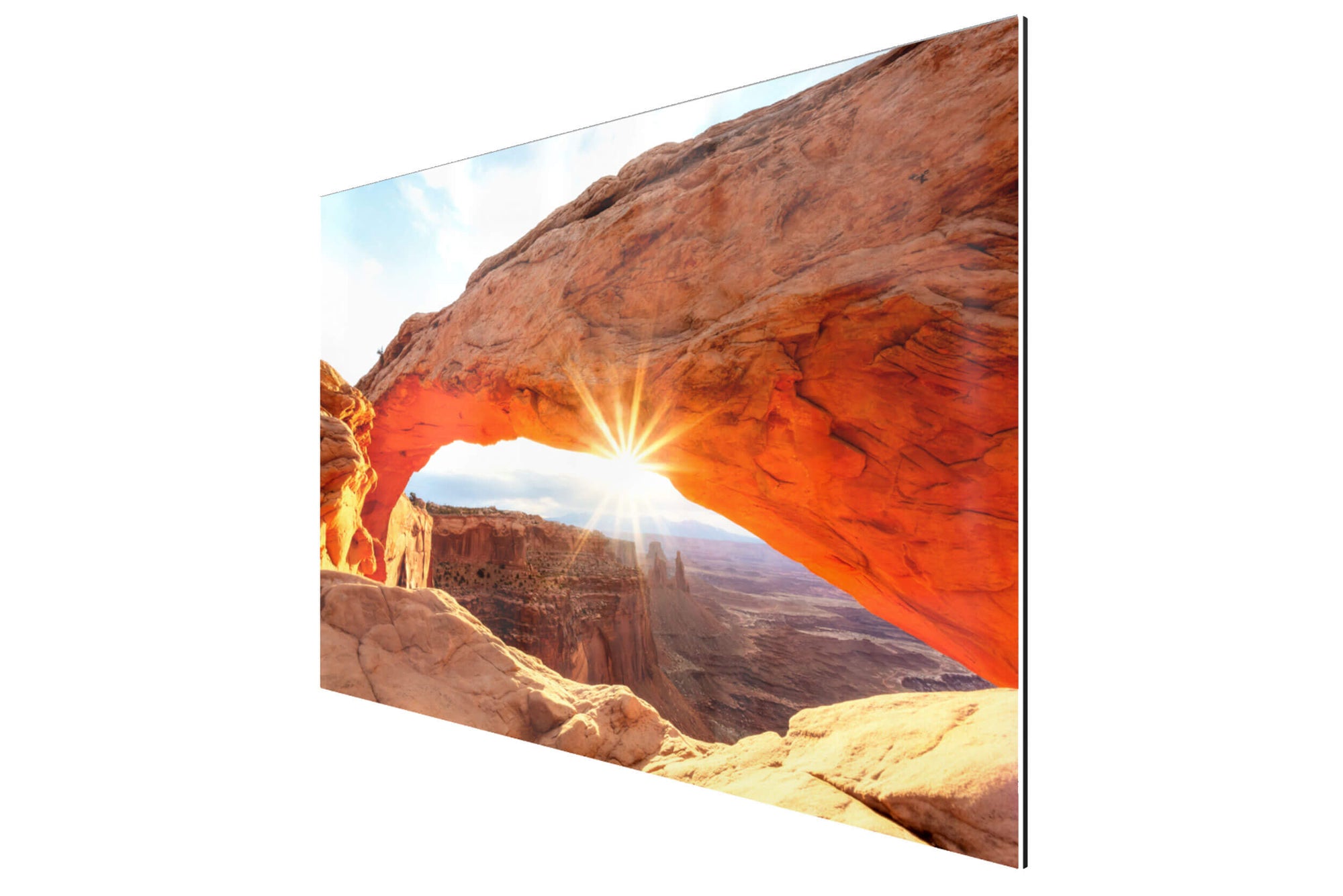 A piece of TruLife acrylic Moab art shows a Mesa Arch picture.
