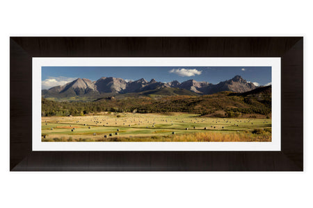 This piece of framed Telluride art shows the Ralph Lauren Ranch.