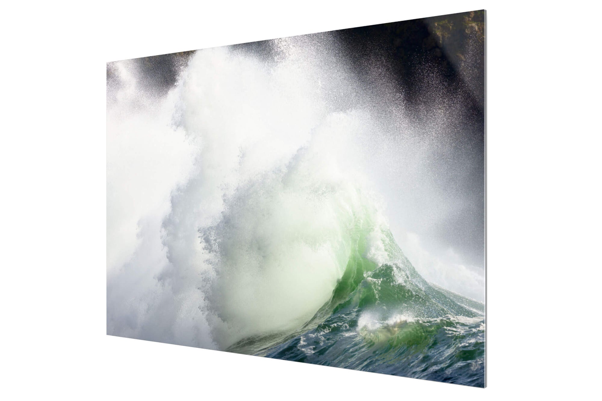 A piece of TruLife acrylic Washington art shows the waves at Cape Disappointment State Park.