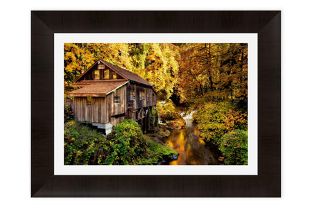 A piece of framed Washington art using TruLife acrylic shows the Cedar Creek Grist Mill.