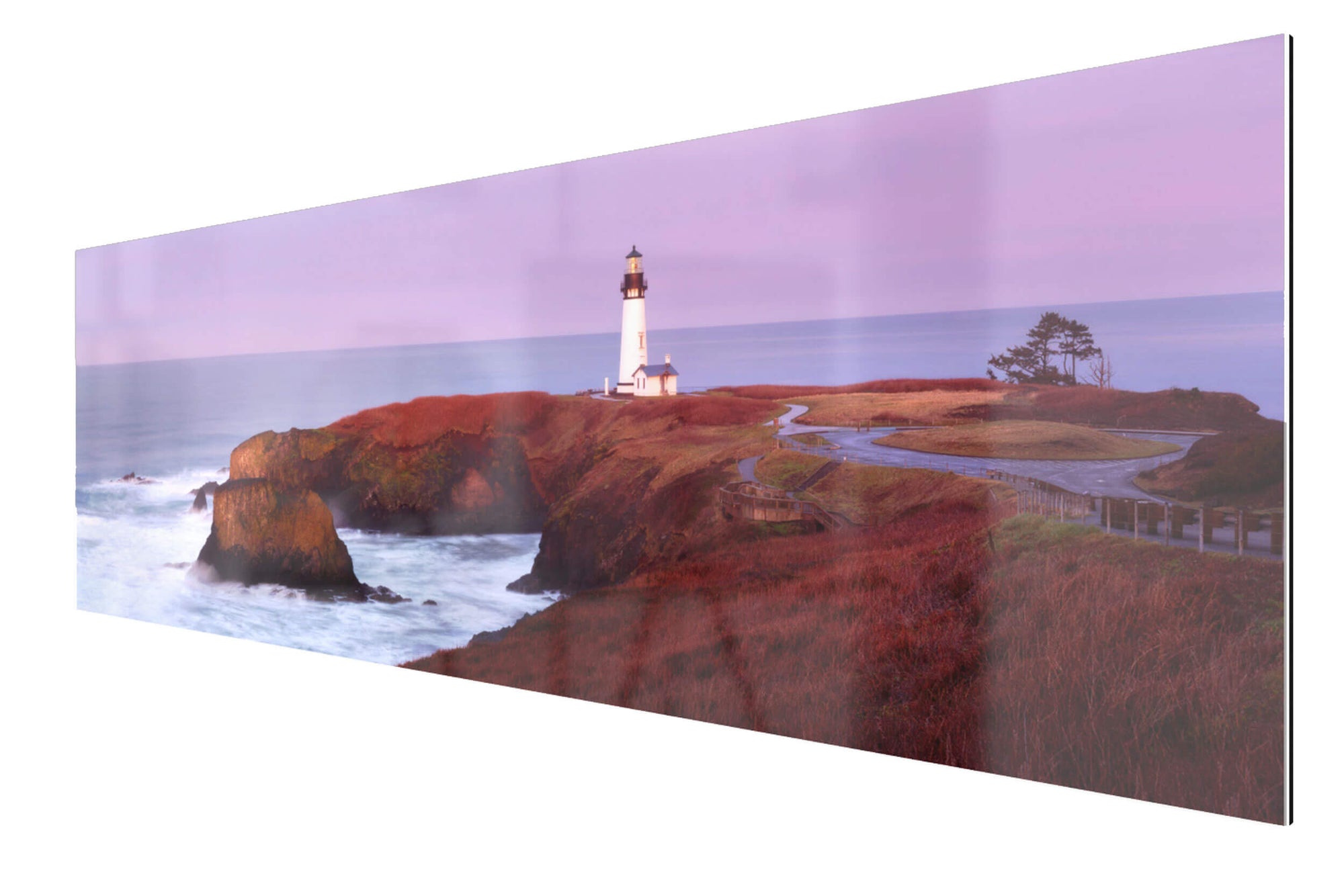 This piece of TruLife acrylic Oregon art shows the Yaquina Head Lighthouse in Oregon.